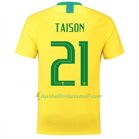 Günstige Fußballtrikots Brasilien Taison 21 WM 2018 Heimtrikotsatz kaufen